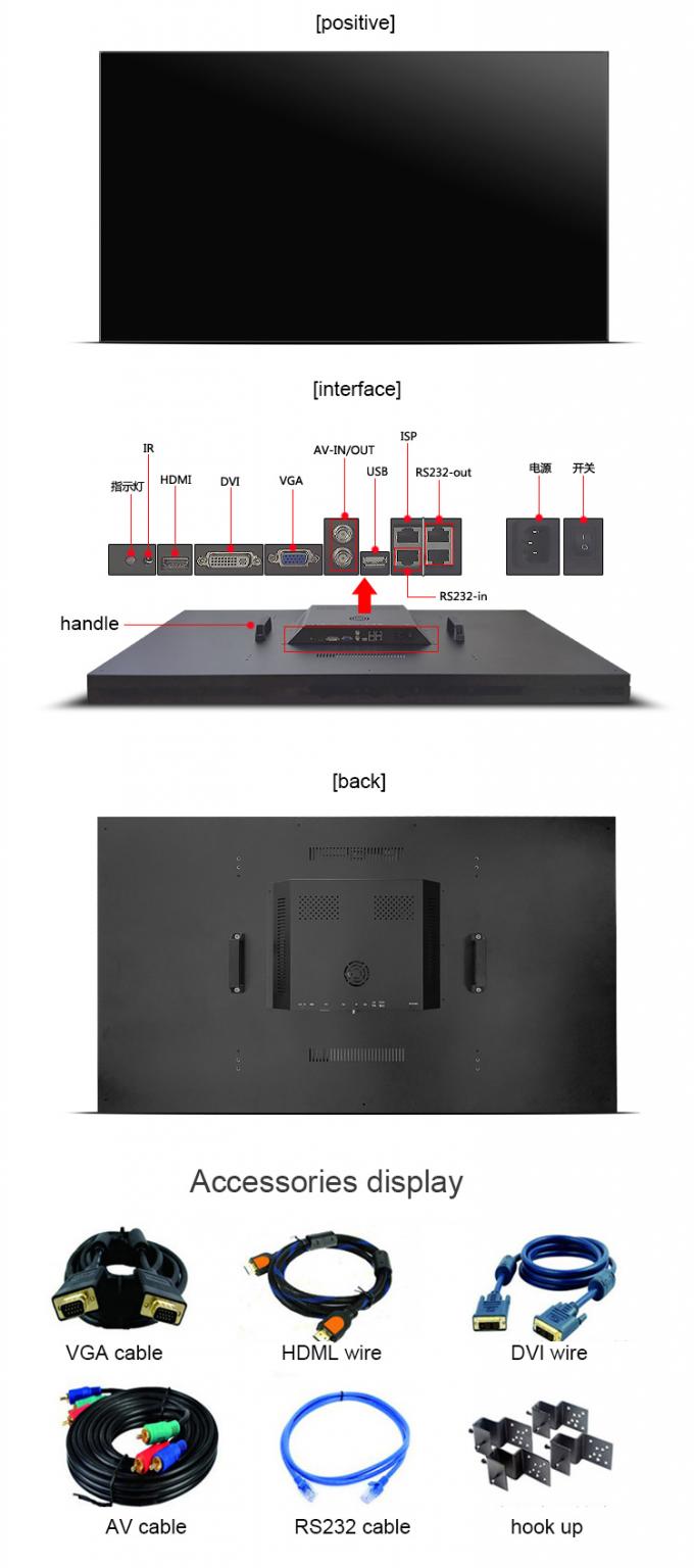 55 дюймов СДЕЛАЛ узкий шатон соединяя стену 3x3 Lcd видео- для рекламировать дисплей с видео- регулятором стены